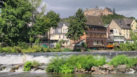 View of Marburg, Germany from the River Video stock 344641490