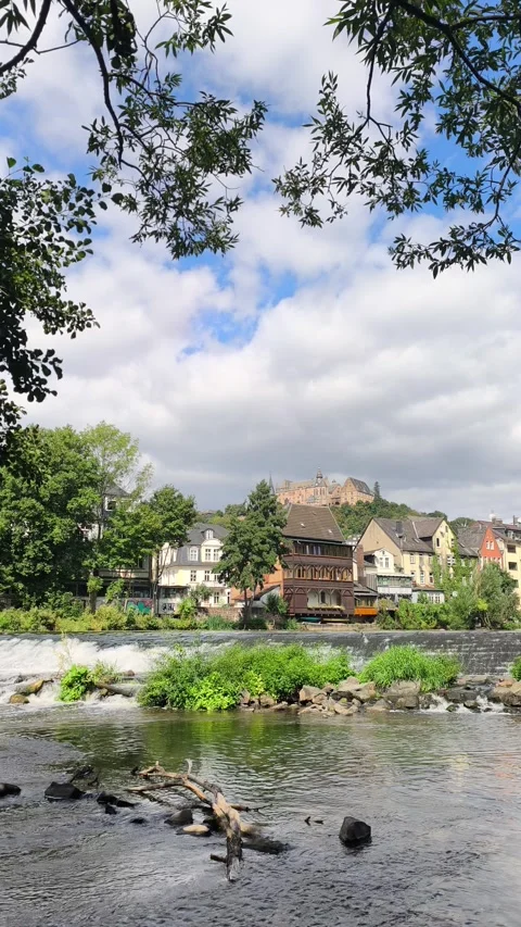 View of Marburg, Germany from the River Video stock 344641493