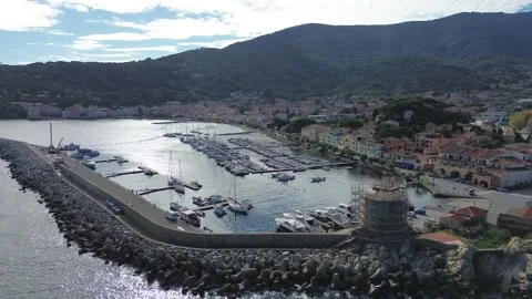 View of Marciana Marina town in Elba Island Stock Footage 289242534