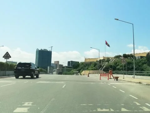 View of marginal Luanda road in the Luanda city downtown center with road Stock Photos
