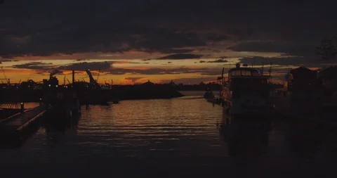 View of a marina at sunset  Stock Footage 114776777