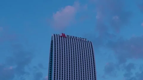View of the Marriott hotel Stock Footage 282070603