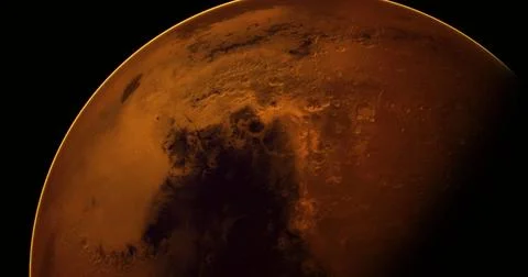 View of Mars highlighting surface details and atmospheric features Stock Illustration