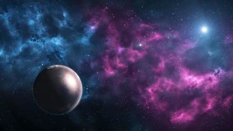 View of Mars from outer space with millions of stars around it. Elements of t Stock Photos