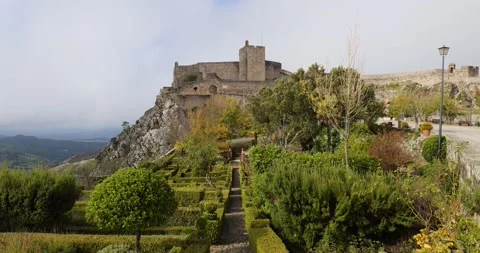 View of Marvao Castle during a cloudy day with sun. Stock Footage 222987131