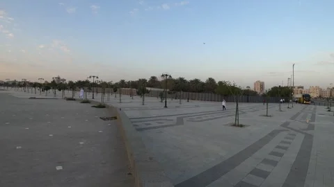 View of Masjid Quba and Courtyard at Sunrise Stock Footage 344069663