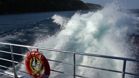 View of a massive boat wake Stock Footage 143214020