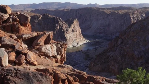 View of the massive Orange River Gorge at Ararat at Augrabies Stock Footage 306826211