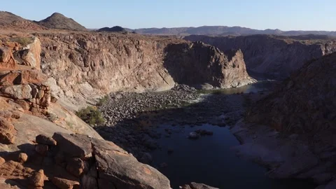 View of the massive Orange River Gorge at Ararat at Augrabies Stock Footage 306826587