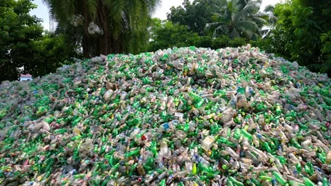View of a massive pile of plastic bottles in Bogura, Bangladesh. Video stock 336411818