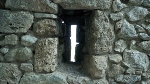 View from Massive Stone Wall of the fortress with a window Vidéo 115668181