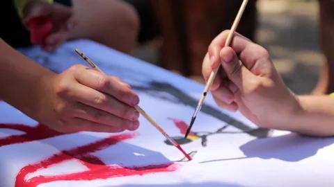 View of master painting on the flag Stock Footage 73768815