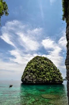 View of maya bay, phi phi island backside, thailand Stock Photos