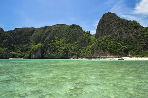 View of maya bay, phi phi island, thailand Stock Photos