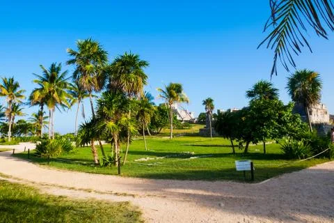 View of Mayan Temples at Tulum, Mexico Stock Photos