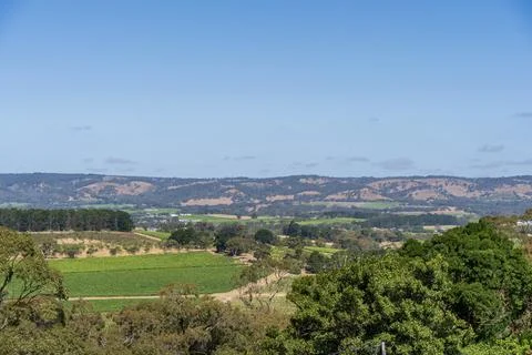 View of McLaren Vale on top of The Cube d'Arenberg Stock Photos