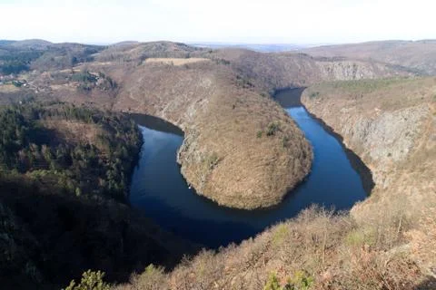 View of the meanders of Vltava river Stock Photos
