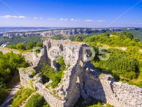 View on medieval fortress Mangup Kale Stock Photos