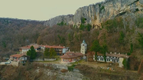View of the Medieval Orthodox Monastery of the Holy Transfiguration of God-4k Stock Footage 102654675