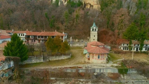 View of the Medieval Orthodox Monastery of the Holy Transfiguration of God-4k Stock Footage 102654786
