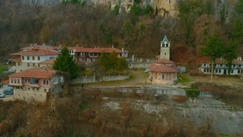 View of the Medieval Orthodox Monastery of the Holy Transfiguration of God-4k Stock-Footage 102654830