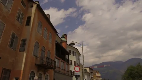View of medieval palaces of Brunico Stock Footage 79676003
