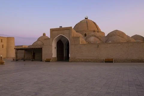 View of the medieval shopping complex of Toki Zargaron. Bukhara Stock Photos