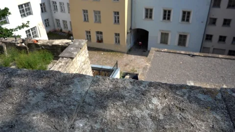 View of the medieval streets and rooftops of lower old town Tallinn, Estonia Stock Footage 126573051