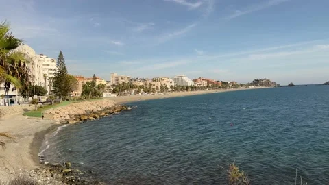 View of the Mediterranean coastline at Almunecar Stock Footage 189973349