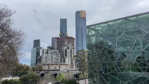 View on the Melbourne city center Stock-Footage 219955172