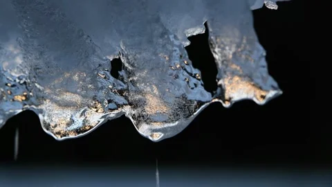 View of melting ice with water droplets in Grovelsjon, Sweden. Stock Footage 339916732