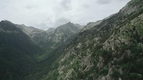 The view of the menacing harsh mountains, the weather looks like a storm. Stock Footage 159124915
