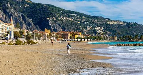 View of Menton, a town on the French Riviera in southeast France known for .. Stock Photos