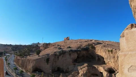 View of merinid tombs from an old wall in Bab Guissa 動画素材 165397854