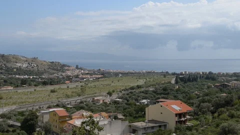 View of the Messina coast of Sicily2 Stock Footage 121092138