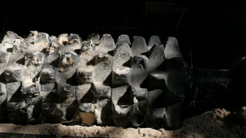 The view of metal rollers inside sawmill machine Stock Footage 89901743