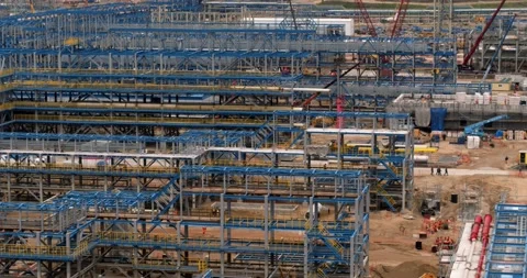 View of metal structures from a drone Stock Footage 138255554