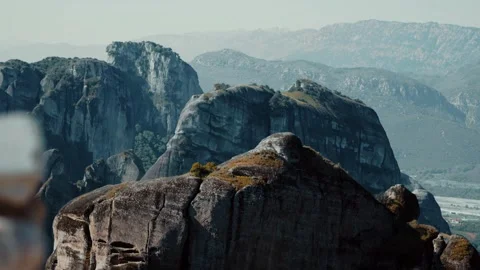 View of Meteora Monasteries in Greece. Stock Footage 260450331