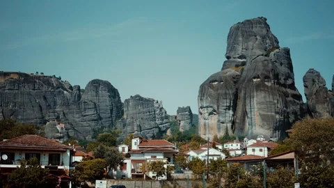 View of Meteora Monasteries in Greece. Stock Footage 260450519
