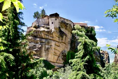 View of meteore monastery in Greece Stock Photos