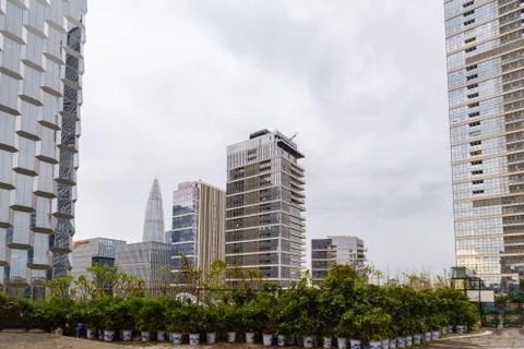 View of the metropolis from the rooftop cafe Stock Photos