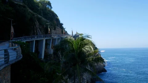 View of the Mexican coastline. La Quebrada famous cliffs in Acapulco, Mexico Stock-Footage 121630432