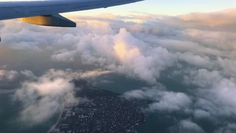 View of Miami, Florida from an airplane, ocean and clouds on the shot Stock Footage 87842724