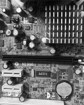 View of a micro chip circuit interior Stock Photos