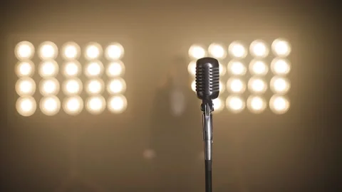 View of microphone on the stand in the studio Stock Footage 142606530