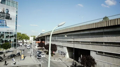 View of Microsoft Headquarter with Microsoft Surface advertising banner Stock Footage 106732707