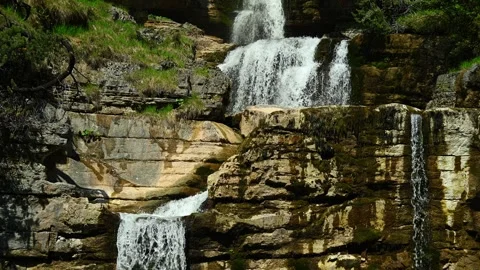 View on the middle part of a threefold waterfall Stock-Footage 260814168