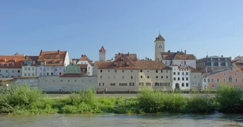 View of the midevil old city district of Regensburg Video stock 72716529