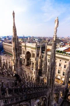 View of Milan from the the Duomo Stock Photos