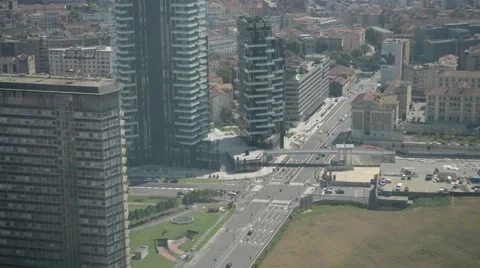 View of Milan from the top floor of a skyscraper Palazzo Lombardia Stock Footage 52194784
